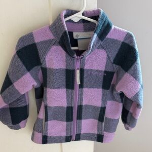 Columbia Kids Lavender and Gray Checkered Fleece Jacket